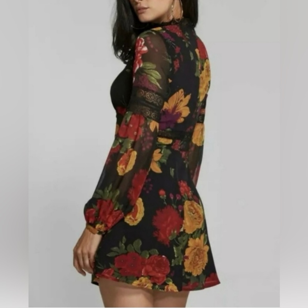 Marciano Floral Lace-Trim mini Dress Black size XS